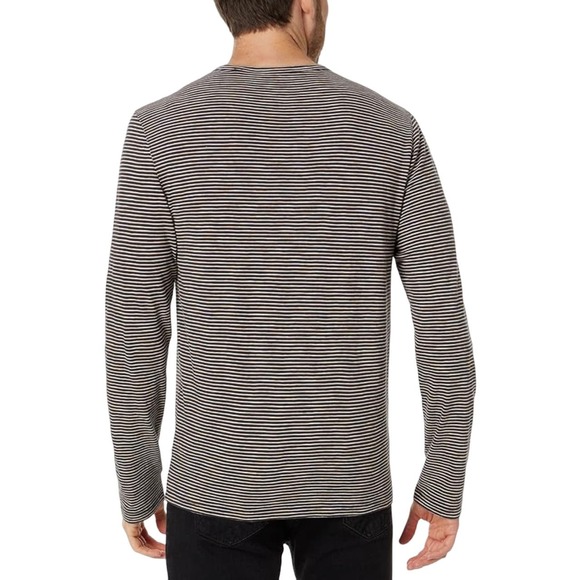 VINCE Mens Long Sleeve Shirt Large White Nightshade Slub Stripes Split Neck NWOT - Picture 2 of 14